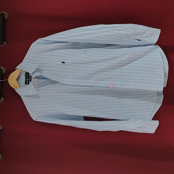 Ralph Lauren Classic Fit Blue, Yellow, & White Striped Sz 16; 34/35 - Picture 4 of 8